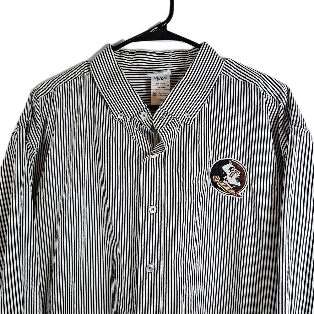 Knights Apparel Men's Size XL Florida State Striped Button Long Sleeve Shirt EUC